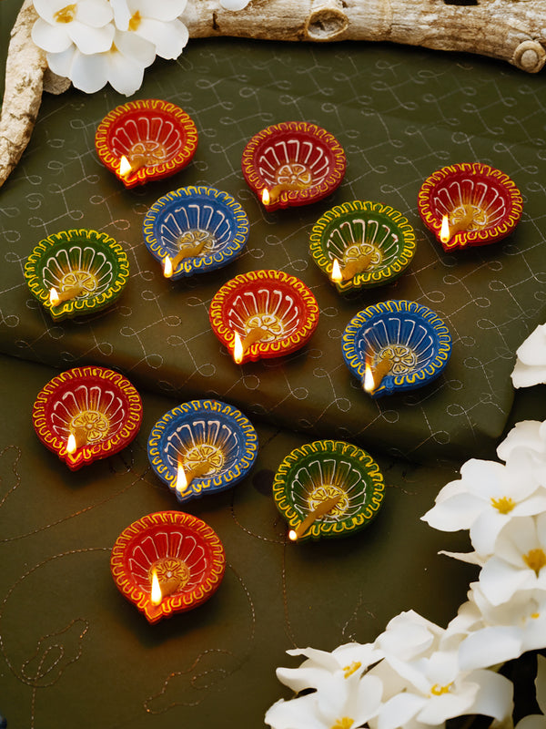 Radiant Clay Diyas Illuminating Diwali with Tradition and Artistry - Pack of 12