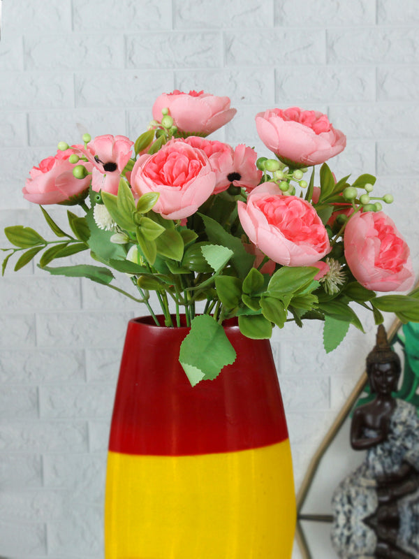 Set of 2 Light Pink Artificial Rose Peony Flowers Bunch Sticks (Without Vase)