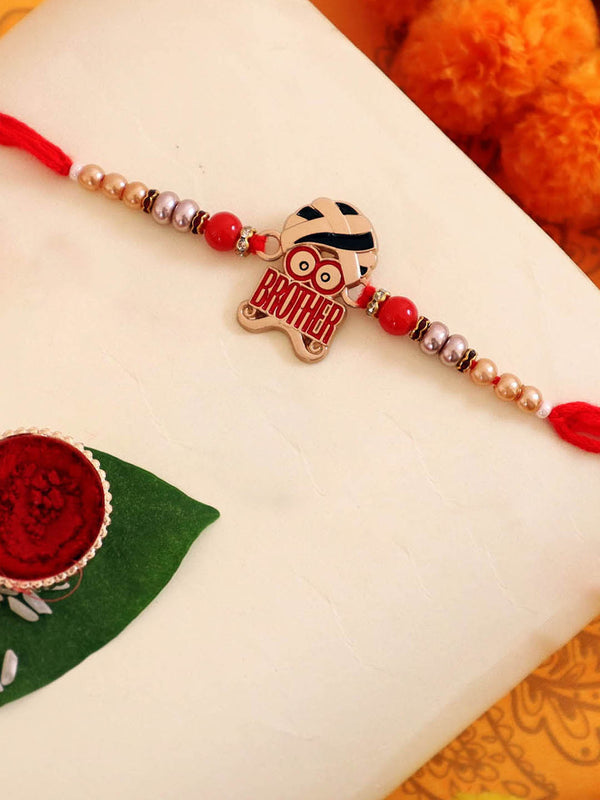 Handmade Punjabi Rakhi for Brother with Rakhi Card & Roli Chawal Tika Packet