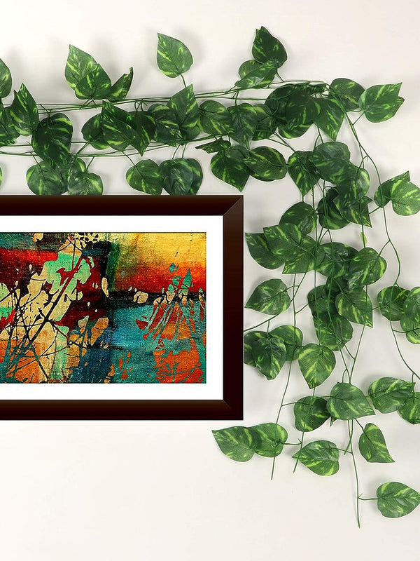 Green 6 Pieces Money Plant Wall Hanging Leaves Creeper