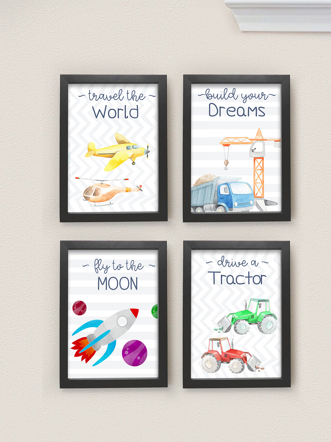 Buy | Set of 4 Motivational Quote Wall Frame Art Painting | Tied Ribbons
