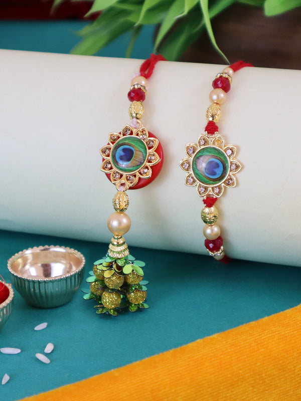 Bhaiya Bhabhi Rakhi Lumba Rakhi for Bhabhi with Mini Greeting Card and Roli Chawal Packet