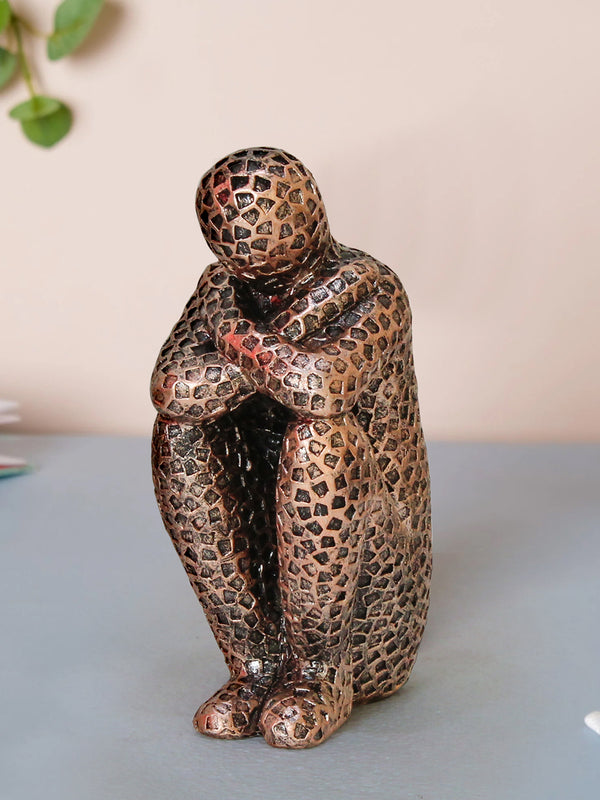 Brown Textured Decorative Man Polyresin Figurine Showpiece