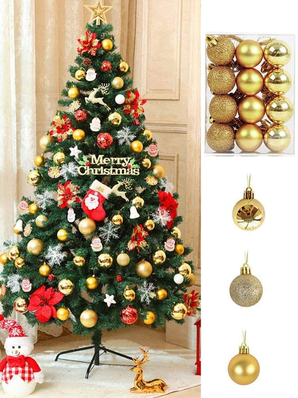 Gold-Toned 24 Pieces Christmas Tree Xmas Ornaments Props Hanging Balls