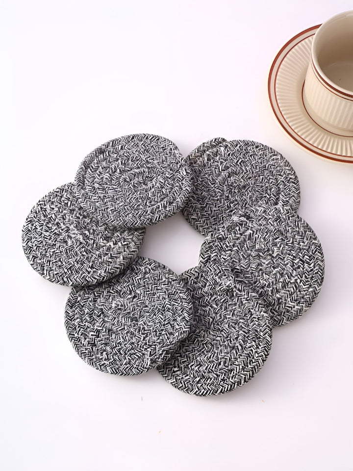 Coasters Ribbon Buy | Grey 6 Pieces Round Coasters | Tied Ribbons