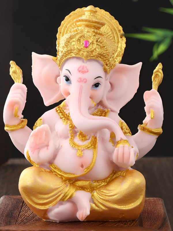Gold-Toned Religious Polyresin Ganesh Idol Showpiece