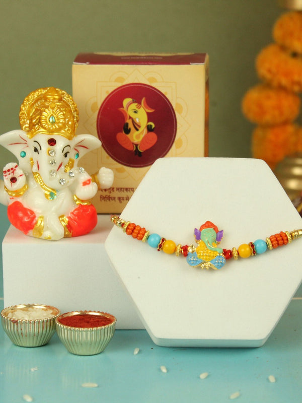 Designer Ganesh Rakhi for Brother with Mini Ganesha