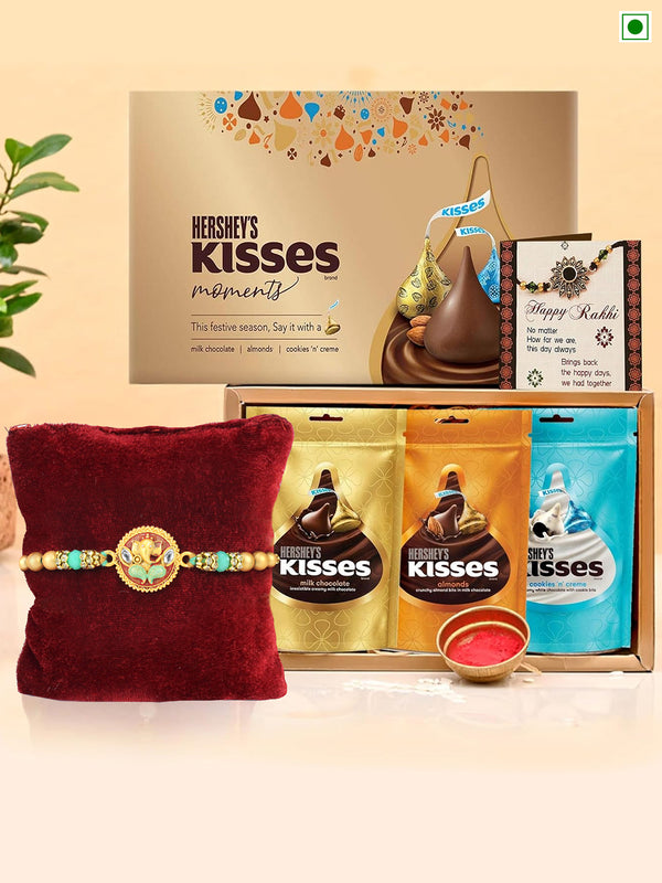 Rakhi with Chocolate & Greeting Card With Roli Chawal