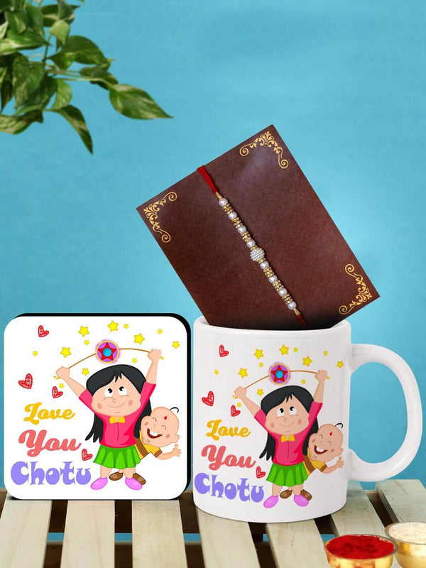 Rakhi with Mug & Coaster Combo Gift Set
