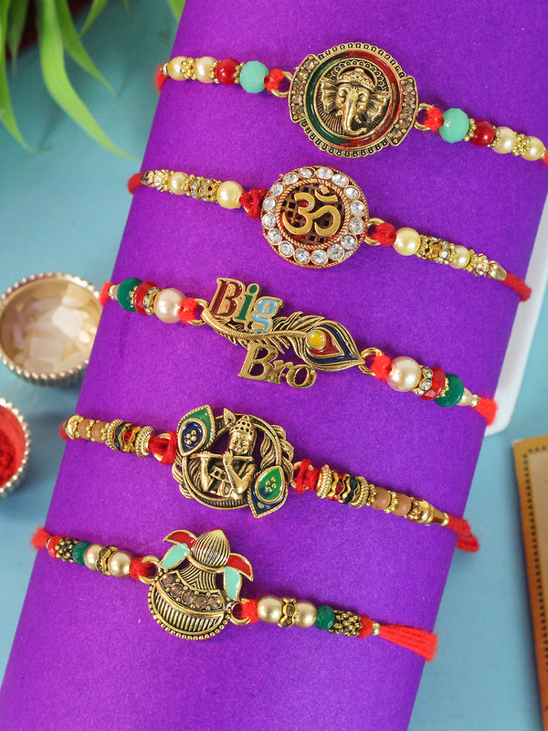 Rakshabandhan Bhaiya Rakhi (Pack of 5) | Rakhi Wishes Card | Roli Chawal Tika