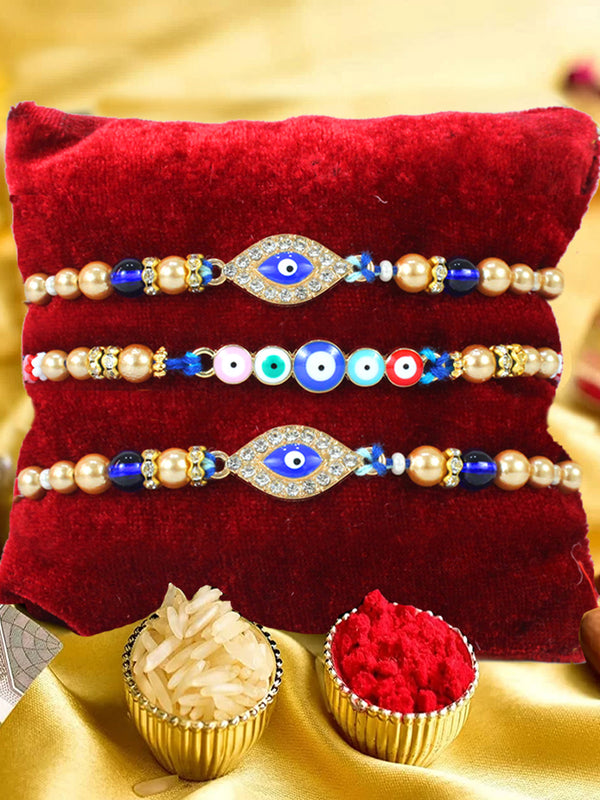Raksha bandhan Stones Evil-Eye Rakhi - Set Of 3