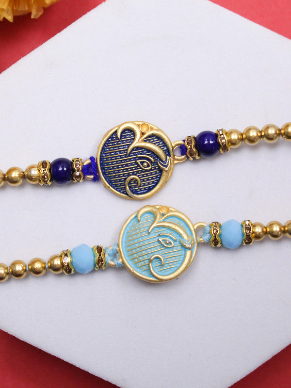 Modern Rakhi Set  with Greeting Card & Roli Chawal