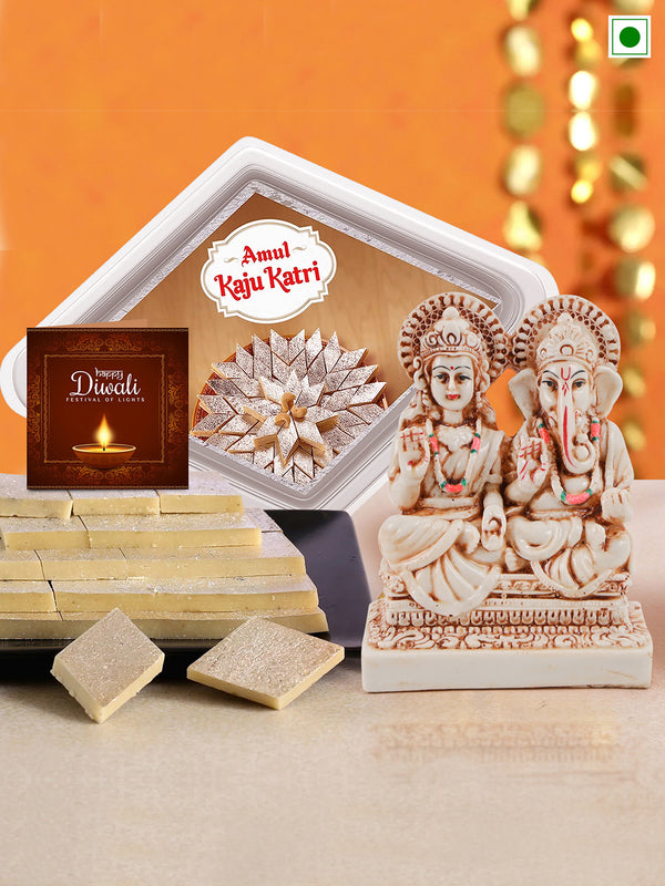 Sweets Kaju Katli With Idol and Card Diwali Gift Set