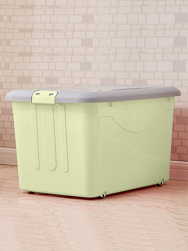 Plastic Multipurpose Storage Container with  Wheels and Side Locking Handles(Green, 40X28X26cm)