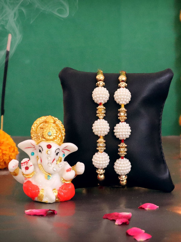 Set of 2 Beaded Rakhi With Lord Ganesha Idol