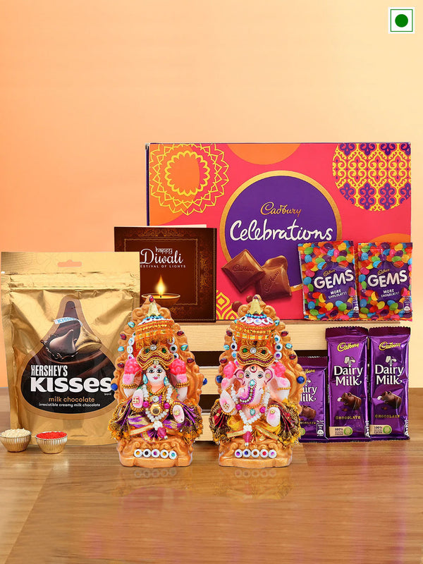 Diwali Gift Hamper Chocolates With Laxmi & Ganesh Idol Statue