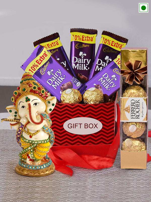 Diwali Gift Hamper Assorted Chocolates Box with Ganesha Idol