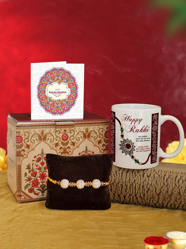 Multicolored Rakhi with Coffee Mug & Greeting Card