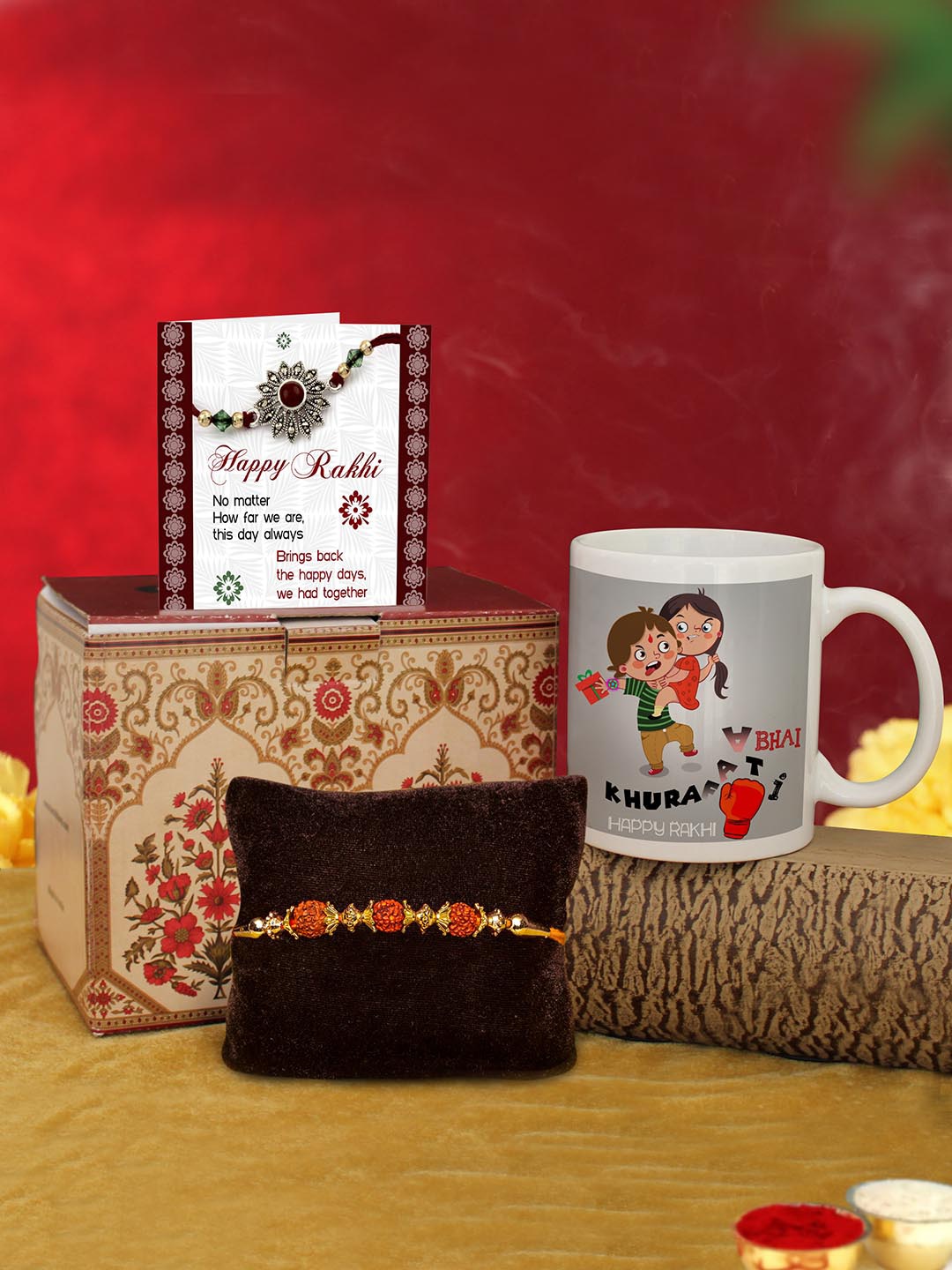 Digital Rakhi Gift Buy | Multicoloured Rakhi Gift Set | Tied Ribbons