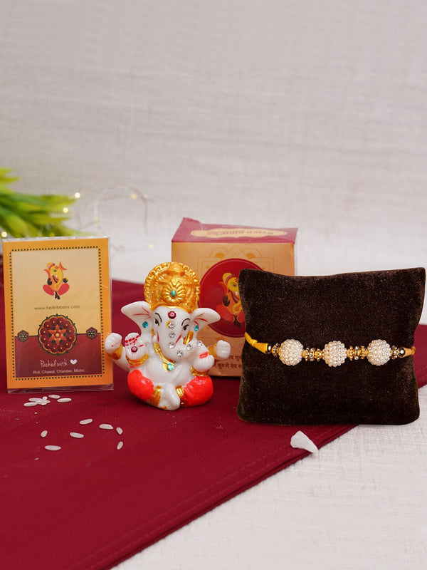 Designer Rakhi For Brother with Mini Ganesha Gift Set