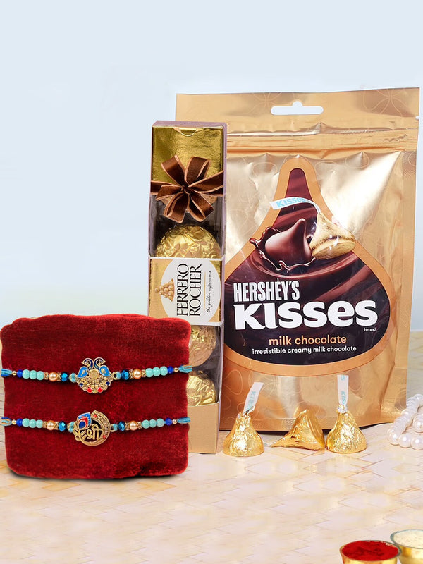 Set Of 2 Rakhi Set  1 Kisses Chocolate