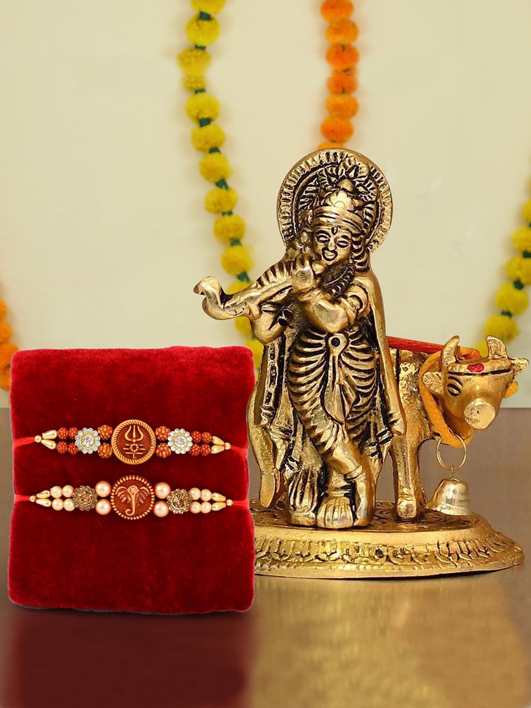 Digital Rakhi Gift Buy | Set Of 2 Rakhi Gift Set with 1 Idol | TIED RIBBONS PRIVATE LIMITED