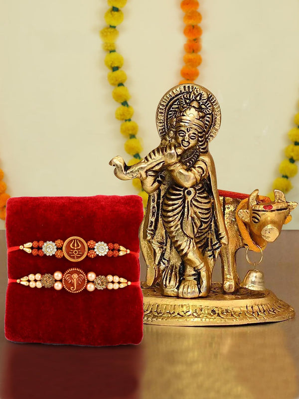 Set Of 2 Rakhi Gift Set with 1 Idol