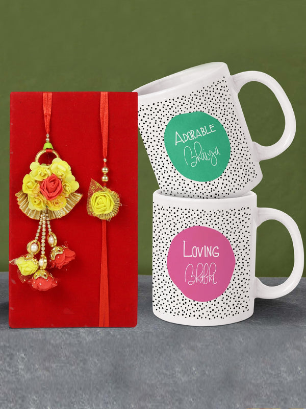 Yellow & Red Bhaiya Bhabhi Rakhi Gift Set