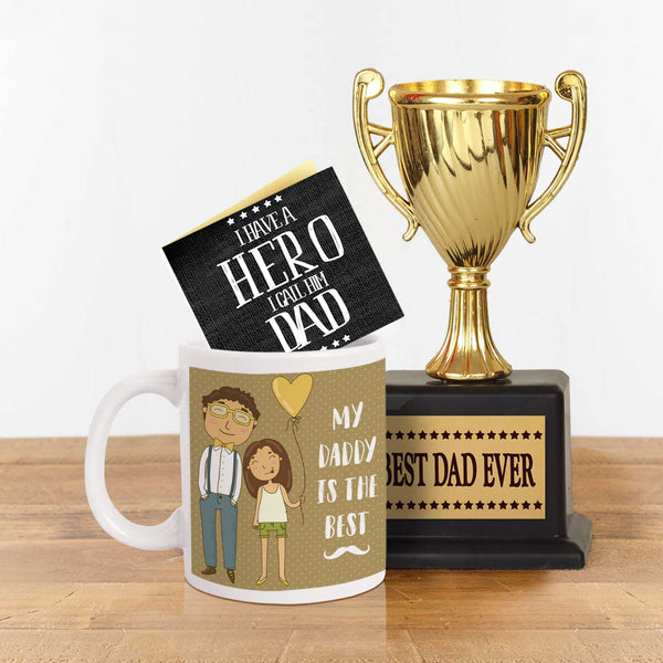 Fathers Day Gift for Dad Printed Mug with Trophy Award Gifts for Father Papa Daddy