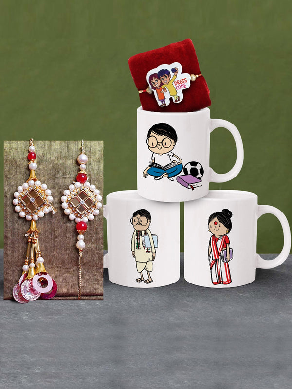 Set of 3 Rakhi for Bhaiya Bhabhi & Kids with Coffee Mug