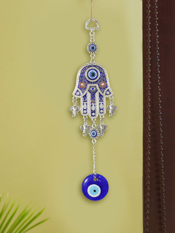 Blue Turkish Hamsa Palm Evil Eye Door Wall Hanging