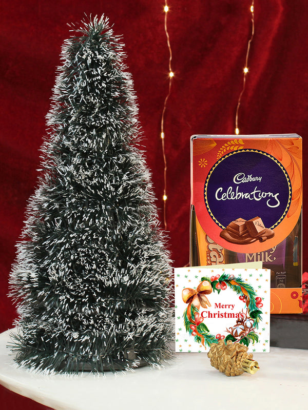 Christmas Chocolate Gift Hamper with Xmas Mini Table Tree and Card