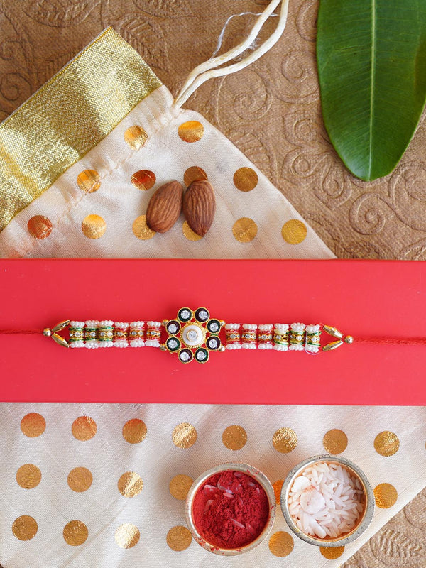 Men Multicolored Beaded Floral Rakhi