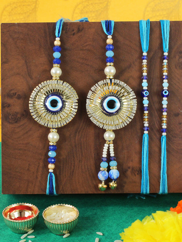 Rakhi for Brother and Bhabhi and Bhatija Rakhi | Greeting Card and Roli Chawal Tika - Rakhi for Brother and Bhabhi