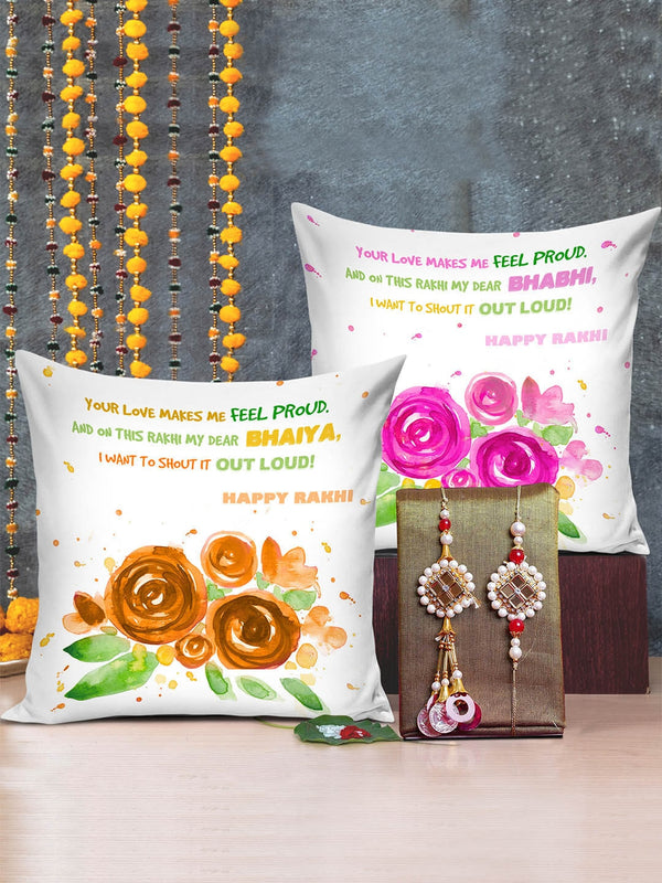 Bhaiya Bhabhi Rakhi Set with Set of 2 Cushion
