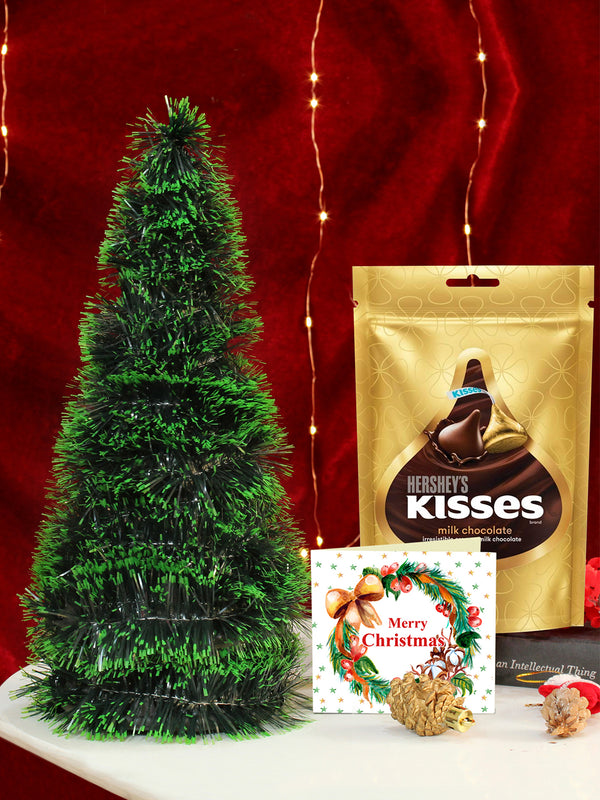 Christmas Hersheys Kisses Chocolate  Gift Hamper with Xmas Mini Table Tree and Card