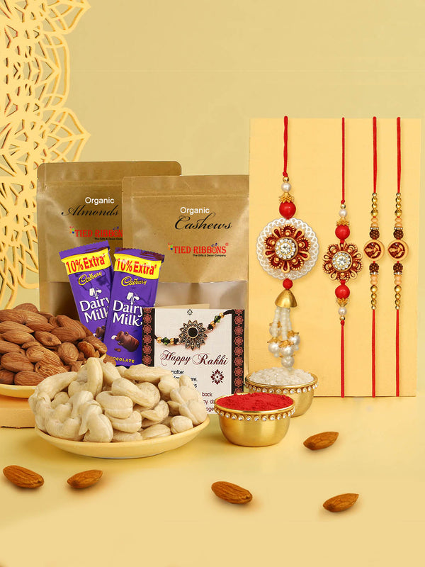 Rakhi Gift for Brother with Chocolate and Dry Fruits Combo Gift Pack