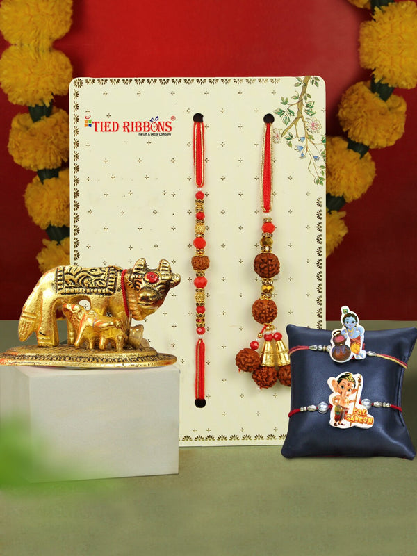 Set of 4 Bhaiya Bhabhi & Kids Family Rakhi Set