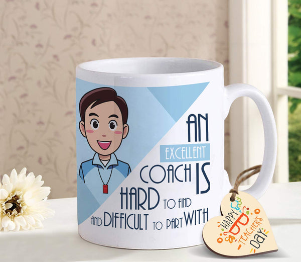 Teachers Day Gift an Excellent Coach is Hard  Coffee Mug with Tag