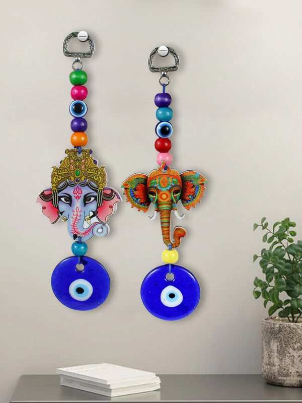 Set of 2 Ganesha Face  Evil Eye Door Wall Hanging