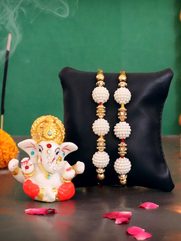 Set of 2 Beaded Rakhi With Lord Ganesha