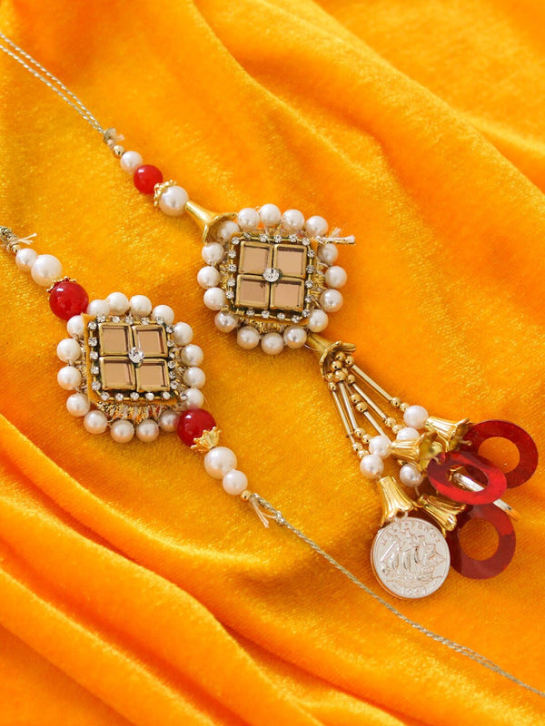 Multicoloured Lumba Rakhi Set with Card & Roli Chawal