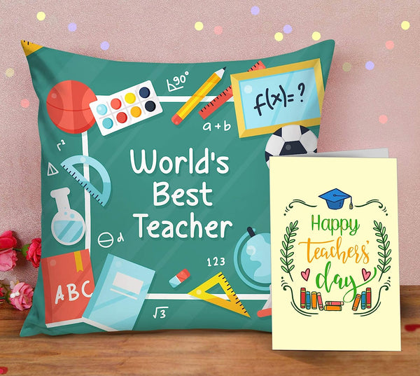 World's Best Teacher Satin Printed Cushion