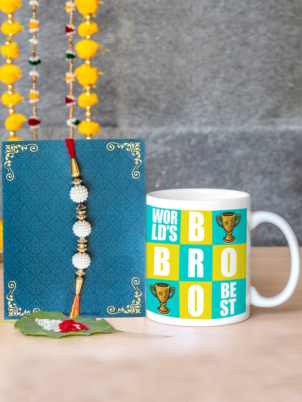 Rakhi with Printed Coffee Mug Combo Gift Set