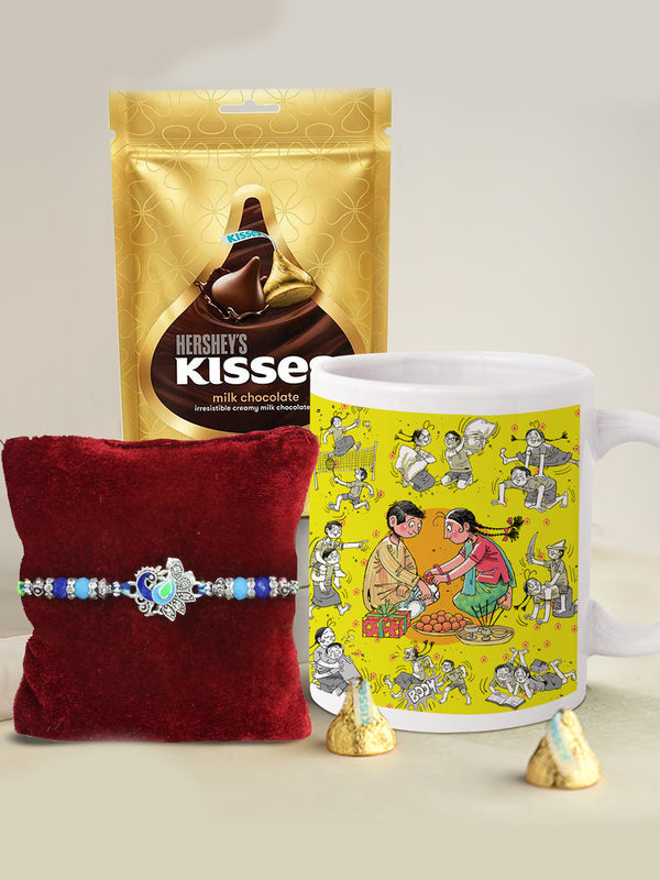 Silver Rakhi with Chocolate Mug