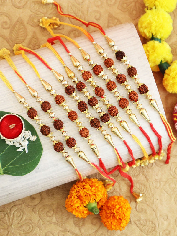 Set of 9 Rudraksha Rakhi Combo