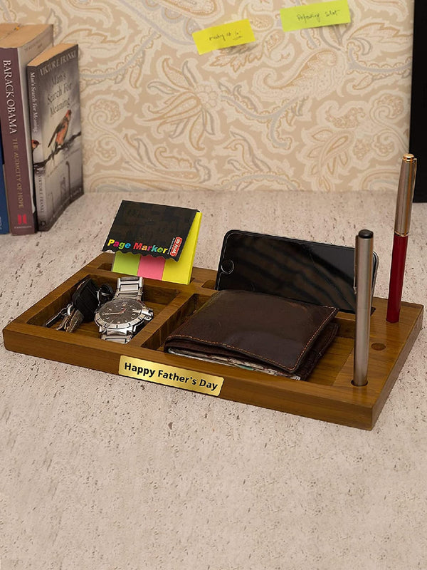 Brown Wooden Gift Set Multipurpose Table Organizer