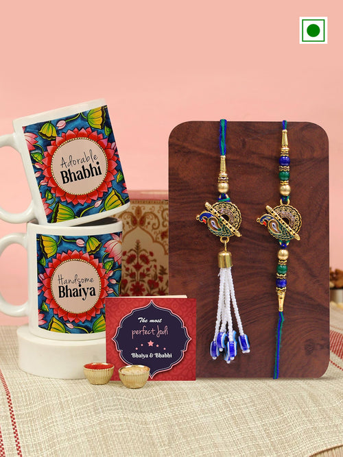 Yalambar Rakhi Gift Set For Brother - Rakshabandhan Combo With Brass Bowl, 3 Rakhis, Tilak Material, Greeting Card In Velvet Box
