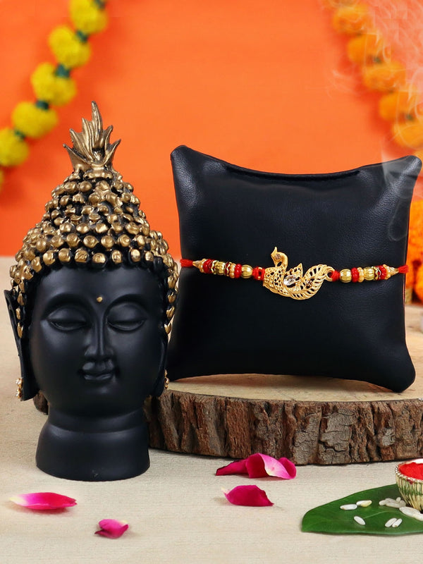 Black & Gold-Toned Buddha & Rakhi Gift Set