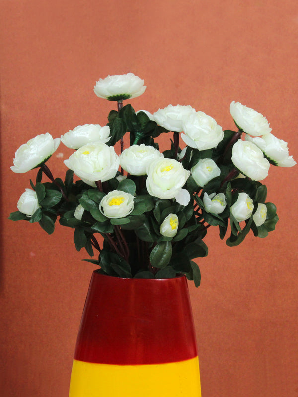 Set of 2 White Artificial Rose Peony Flowers Sticks (Pot not Included)